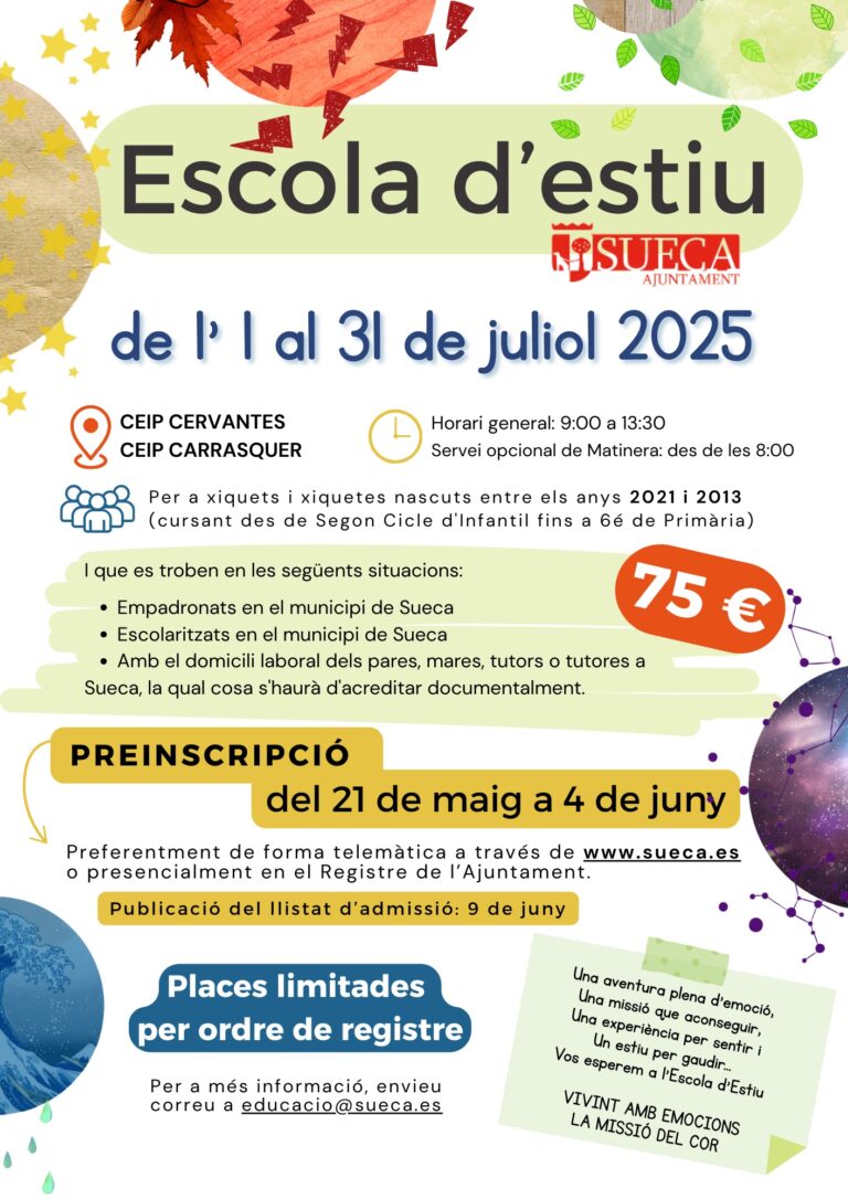 Sueca presenta una nova edició de l’Escola d’Estiu
