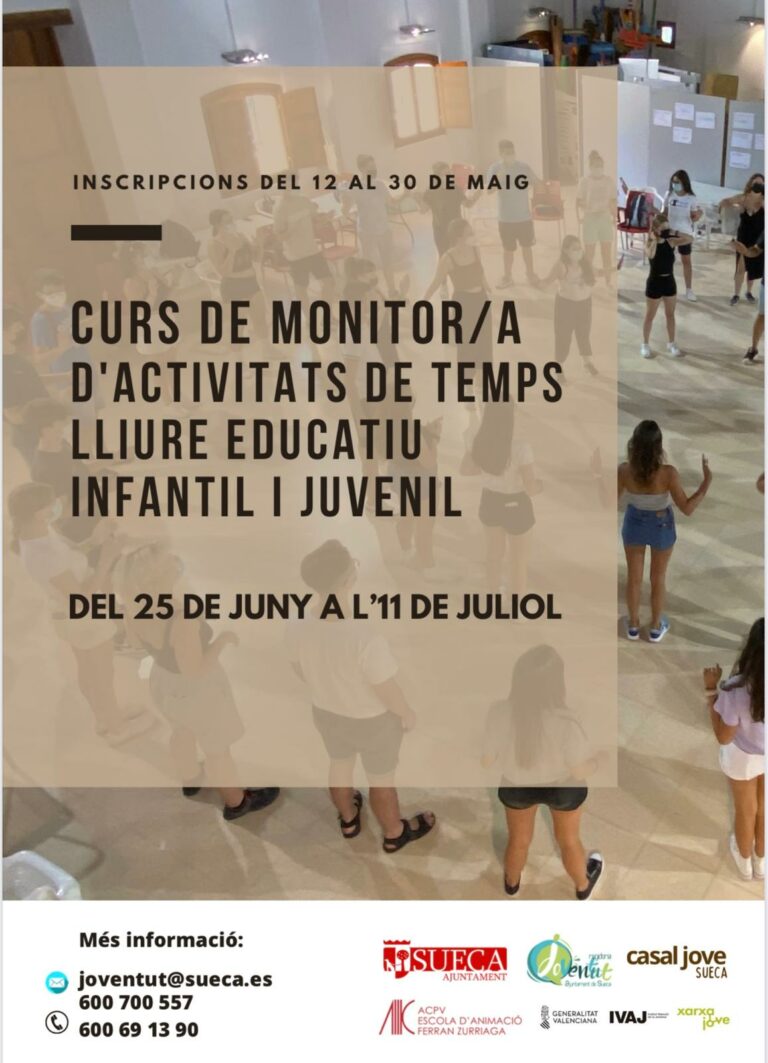 Sueca obri inscripcions per al curs de monitor/a de temps lliure